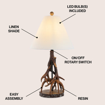 Cabell 26" Farmhouse Rustic Iron LED Table Lamp - JONATHAN Y